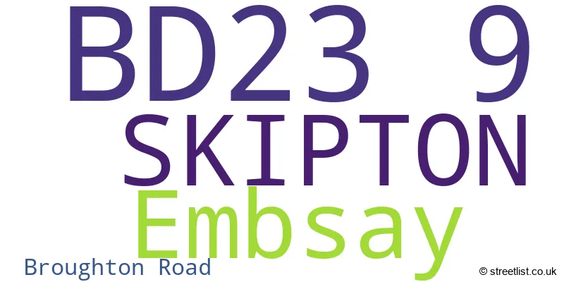 A word cloud for the BD23 9 postcode